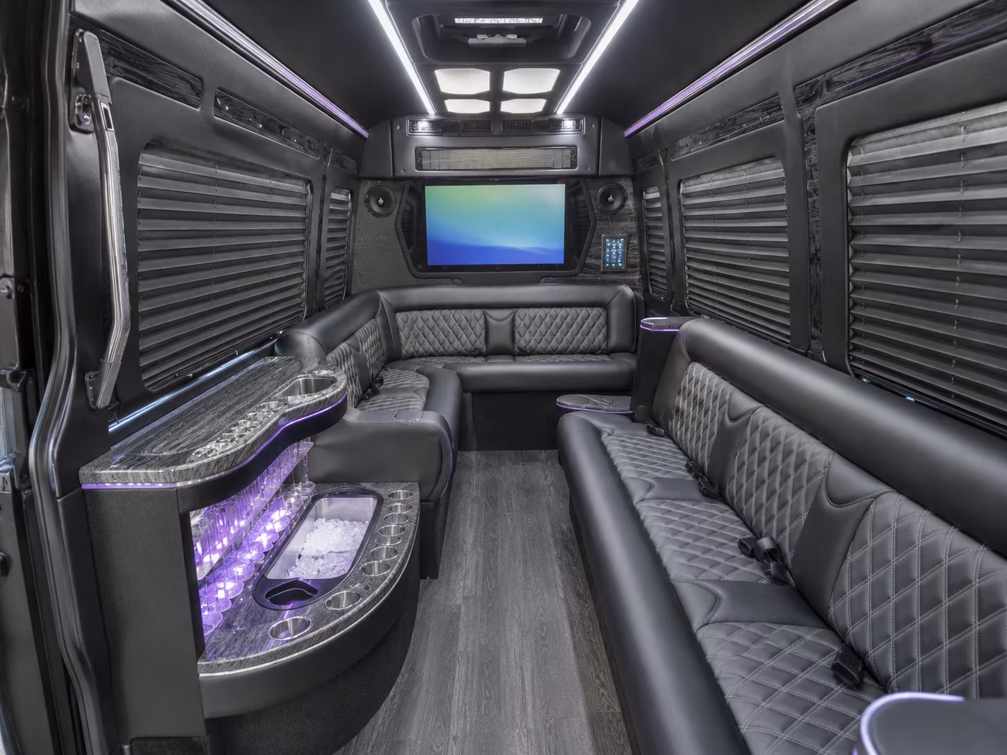 blue springs 30 passenger party bus inside