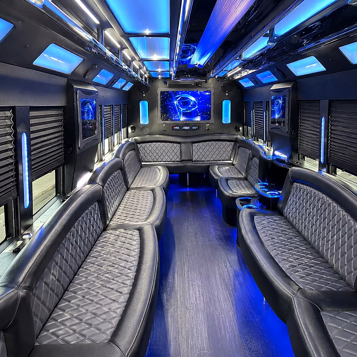 blue springs 50 passenger party bus interior