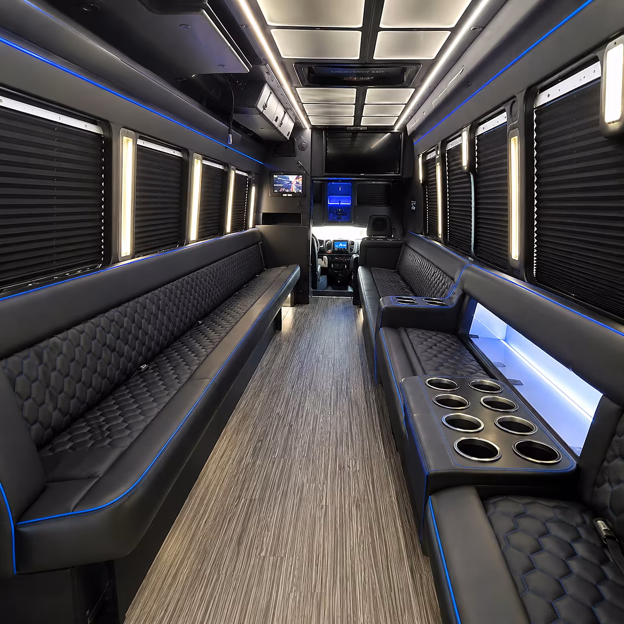 blue springs party bus rental interior